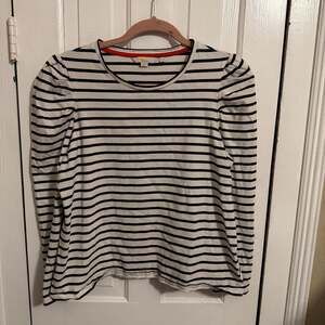 Boden Striped Puff Sleeve Long Sleeve Cotton Top US 14